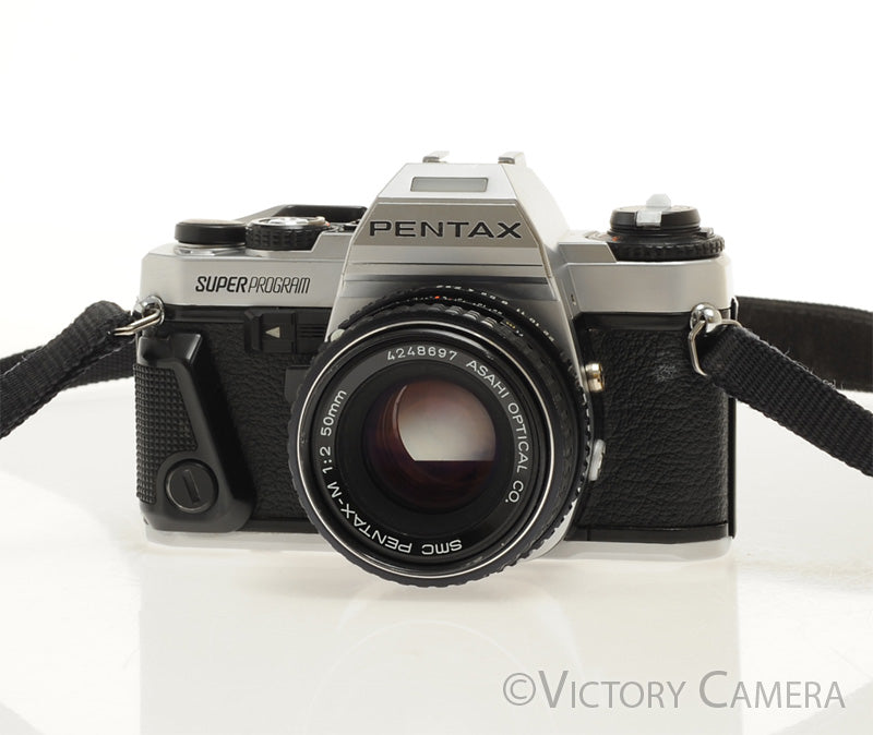 Pentax Super Program Chrome 35mm Film Camera w/ 50mm F2 Lens [EXC-] - Victory Camera