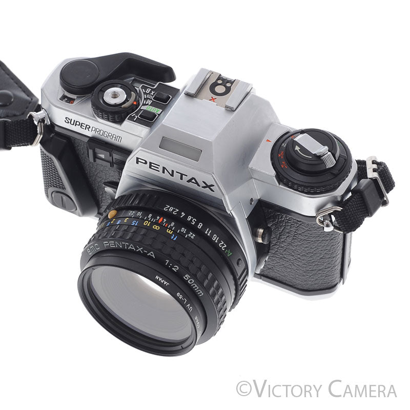 Pentax Super Program Chrome 35mm Film Camera w/ 50mm f2 Lens [EXC] - Victory Camera