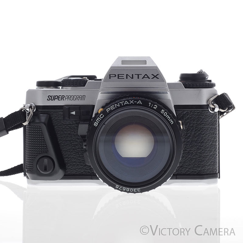 Pentax Super Program Chrome 35mm Film Camera w/ 50mm f2 Lens [EXC] - Victory Camera