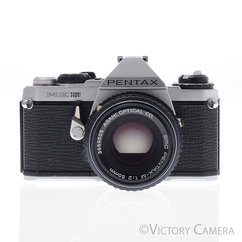 Pentax ME Super Chrome 35mm SLR Camera w/ 50mm f2 Lens [EXC] - Victory Camera
