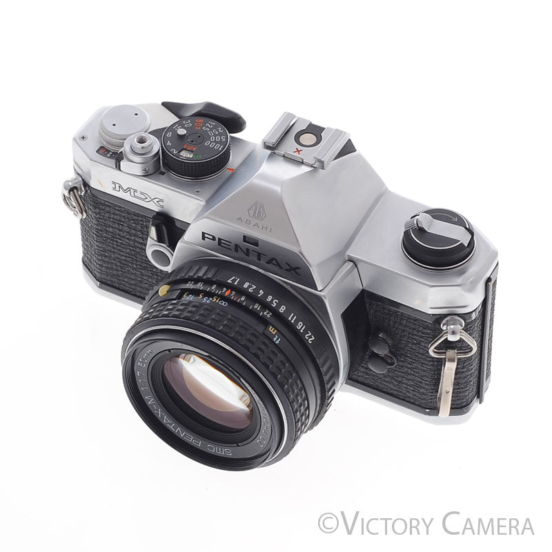 Pentax MX Chrome 35mm Camera w/ 50mm f1.7 Prime Lens -New Seals- [EXC] - Victory Camera
