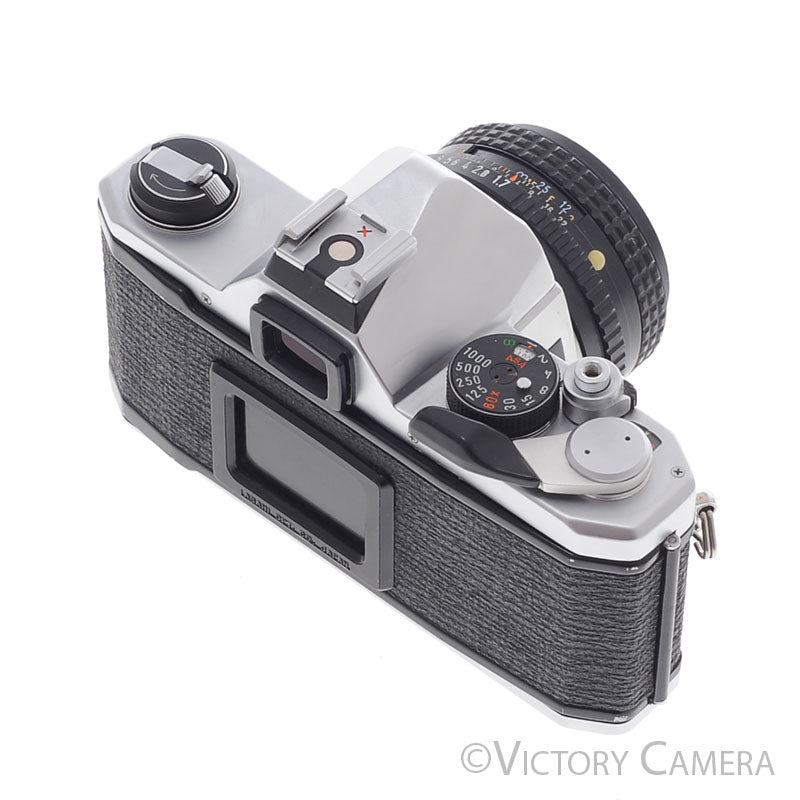 Pentax MX Chrome 35mm Camera w/ 50mm f1.7 Prime Lens -New Seals- [EXC] - Victory Camera