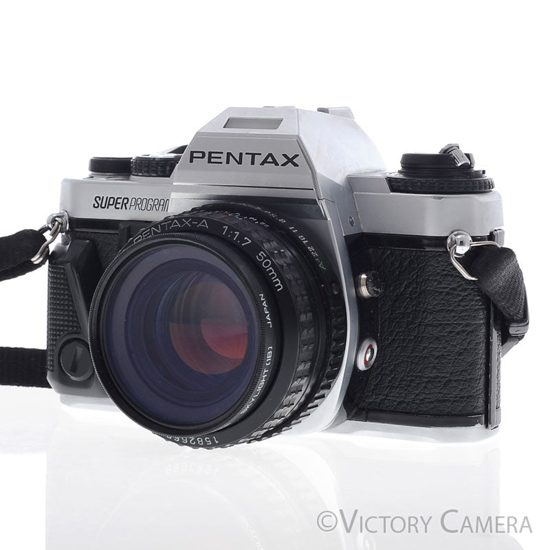 Pentax Super Program Chrome 35mm Film Camera w/ 50mm f1.7 Lens [EXC]