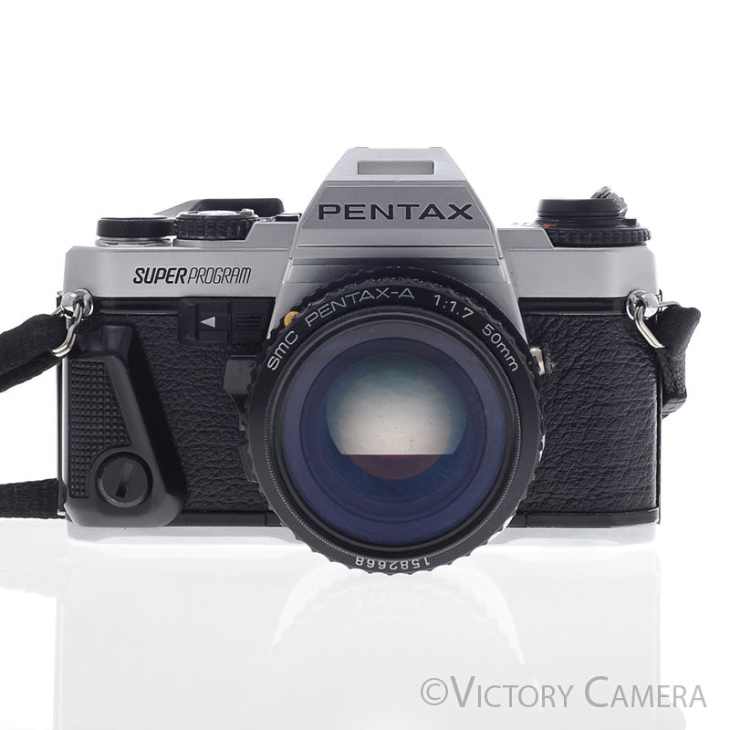 Pentax Super Program Chrome 35mm Film Camera w/ 50mm f1.7 Lens [EXC]