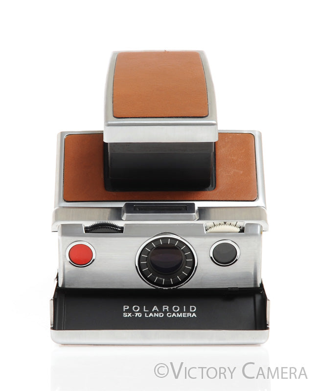 Polaroid SX-70 SX70 Chrome &amp; Leather Camera -Clean w/ Case- - Victory Camera