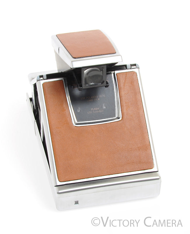 Polaroid SX-70 SX70 Chrome &amp; Leather Camera -Clean w/ Case- - Victory Camera
