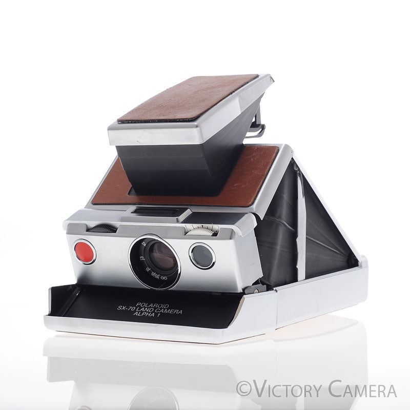 Polaroid SX-70 SX70 Alpha 1 Chrome & Leather Camera [GOOD] - Victory Camera