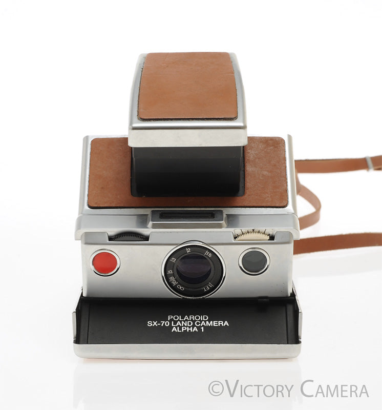 Polaroid SX-70 SX70 Chrome &amp; Leather Camera w/ Case [EXC] - Victory Camera
