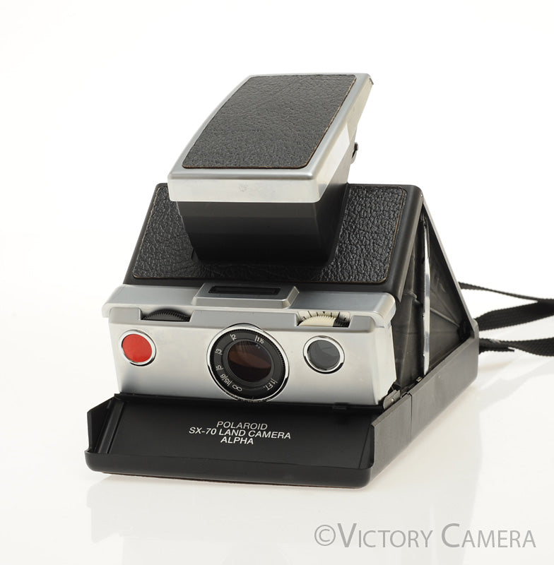 Polaroid SX-70 SX70 Land Camera Alpha Black and Chrome Instant Camera [EXC] - Victory Camera