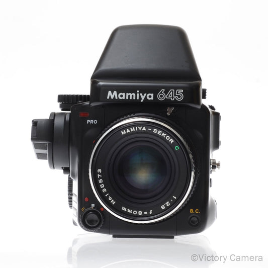 Mamiya 645 Pro Camera Eyelevel Prism 80mm f2.8 Lens 120 Back [EXC-] - Victory Camera