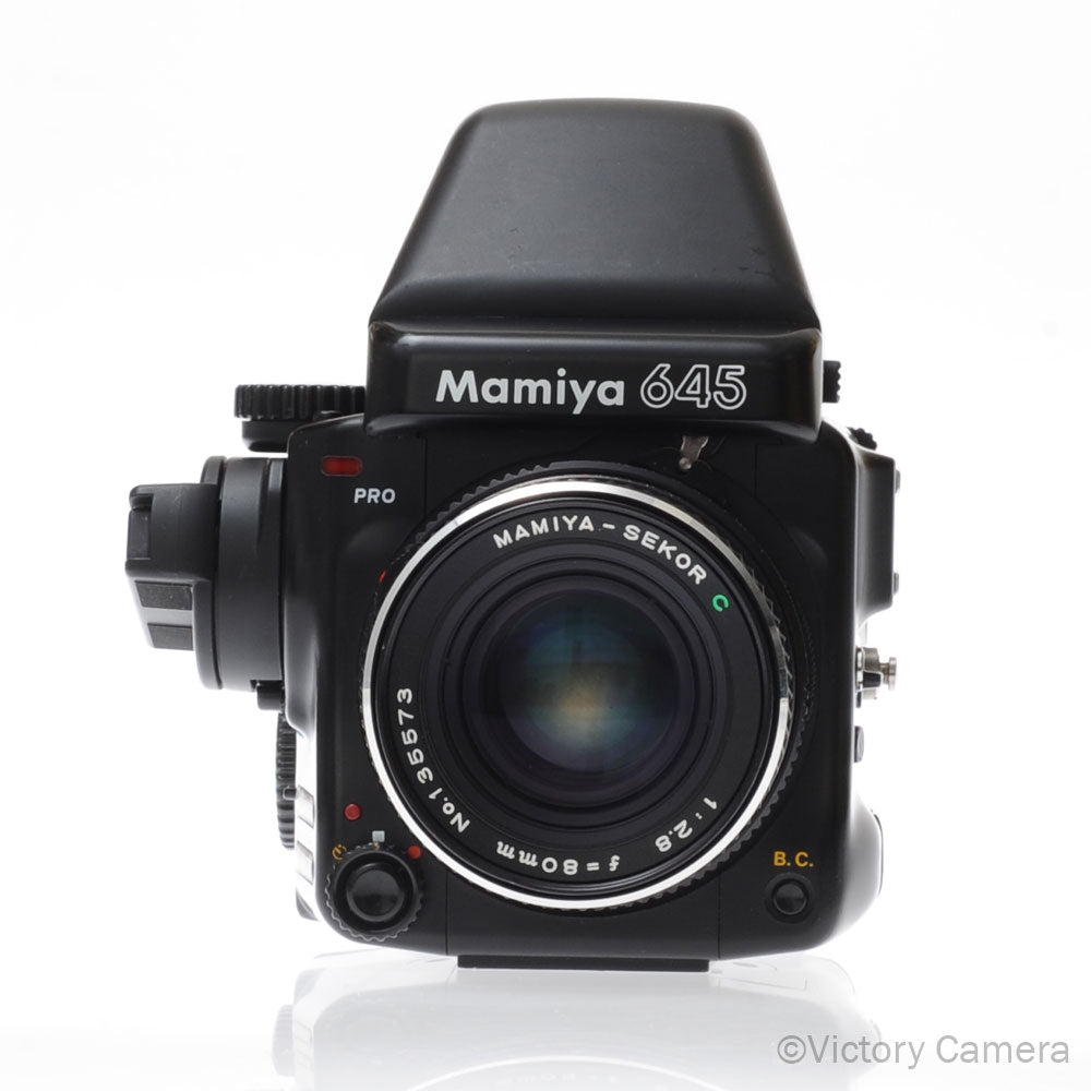Mamiya 645 Pro Camera Eyelevel Prism 80mm f2.8 Lens 120 Back [EXC-] - Victory Camera