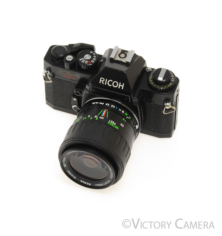 Ricoh KR-5 SuperBlack 35mm Film Camera w/ 28-70mm Zoom Lens [EXC] - Victory Camera