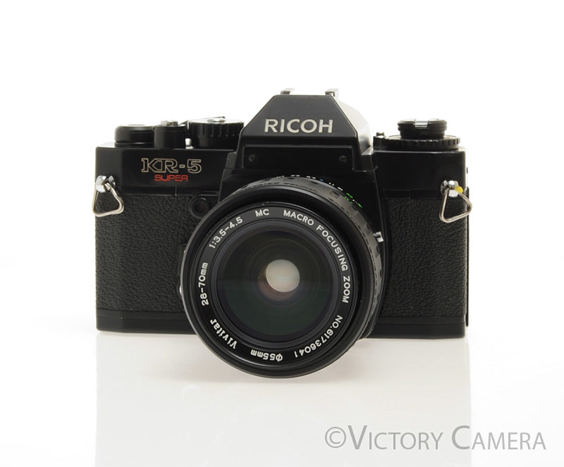 Ricoh KR-5 SuperBlack 35mm Film Camera w/ 28-70mm Zoom Lens [EXC] - Victory Camera