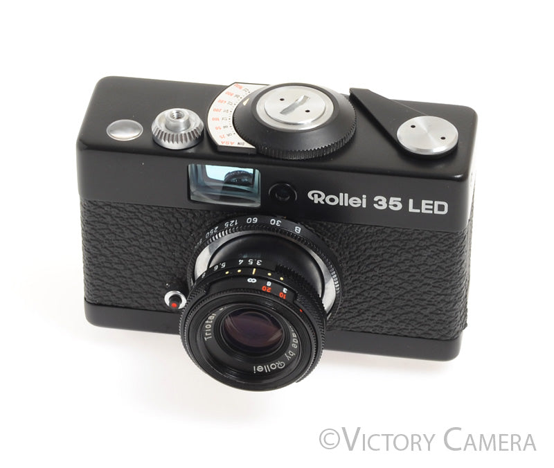 Rollei 35 Black LED Camera w/ Triotar 40mm Lens -Clean, Good Meter-