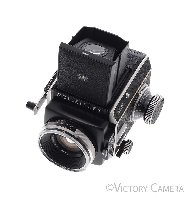 Rollei Rolleiflex SL66 6x6 Camera Zeiss 80mm f2.8 Lens WLF 120 Back [E