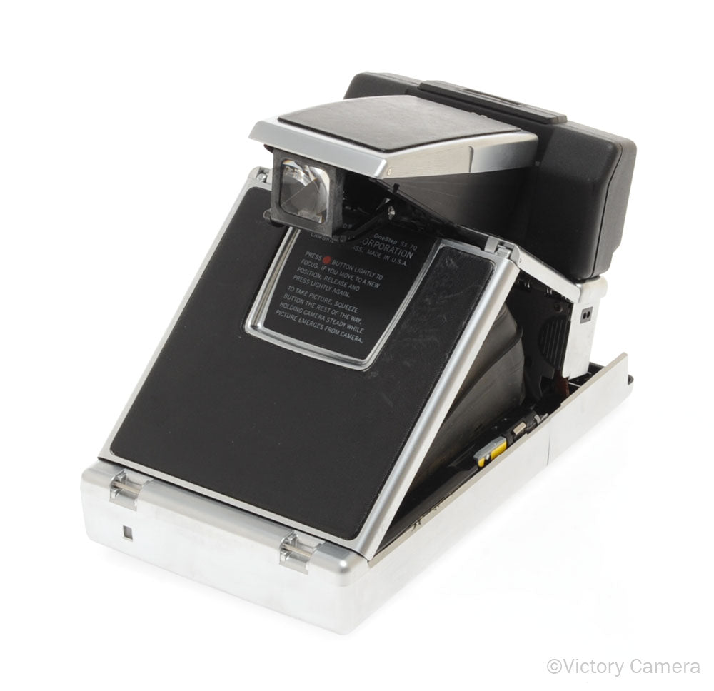 Polaroid SX-70 SX70 Sonar Chrome & Black Leather Camera w/ Box [EXC]