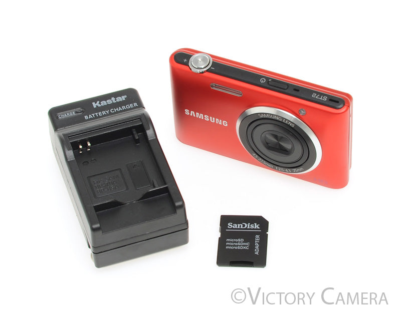 Samsung ST72 Red 16.2MP Digital Point &amp; Shoot Camera [EXC+] - Victory Camera
