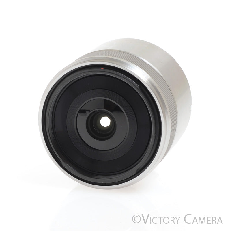 Sony E 30mm f/3.5 Macro Autofocus APS-C Silver Lens for E-Mount w/ Shade - Victory Camera