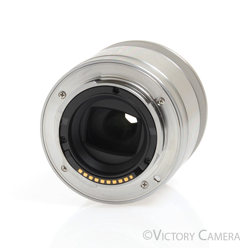 Sony E 30mm f/3.5 Macro Autofocus APS-C Silver Lens for E-Mount w/ Shade - Victory Camera