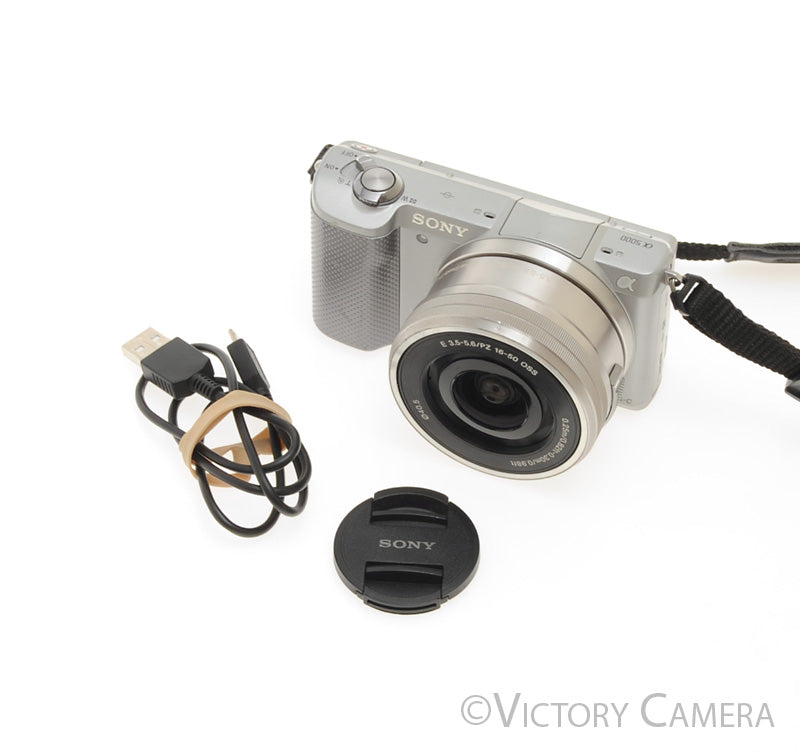 Sony a5000 20.1MP Chrome Digital Mirrorless Camera w/ 16-50mm Lens [EXC] - Victory Camera