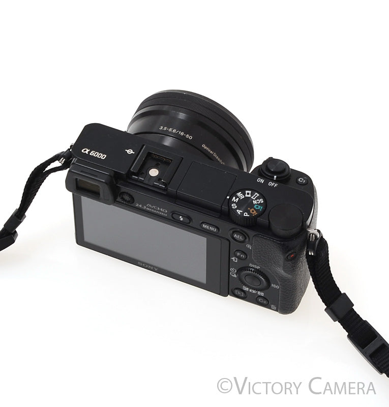 Sony a6000 24.3MP Black Mirrorless Camera Body w/ 16-50mm Lens [EXC-] - Victory Camera