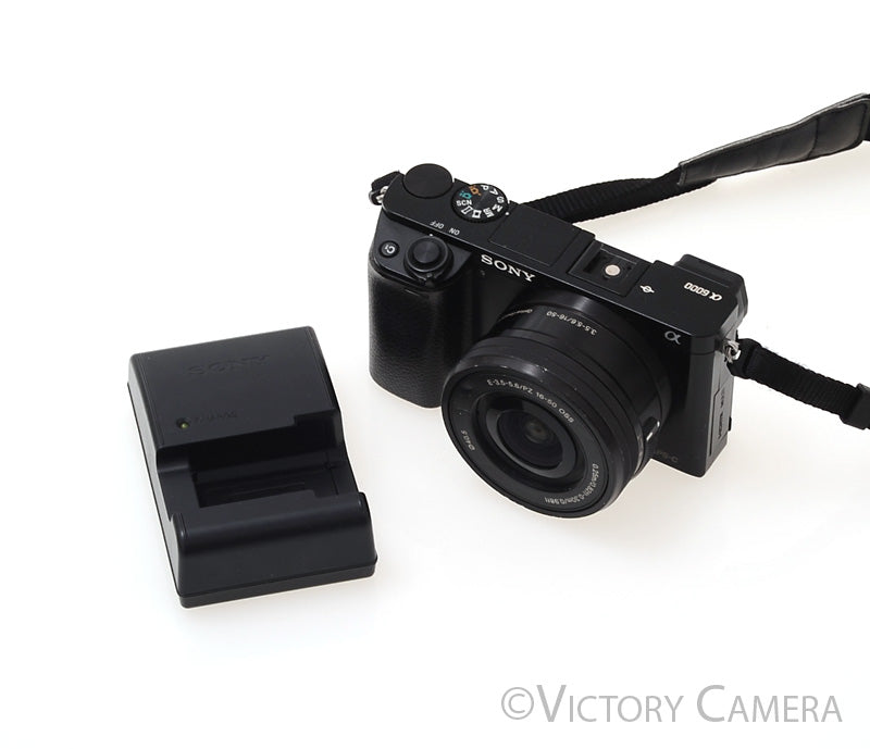 Sony a6000 24.3MP Black Mirrorless Camera Body w/ 16-50mm Lens [EXC-] - Victory Camera
