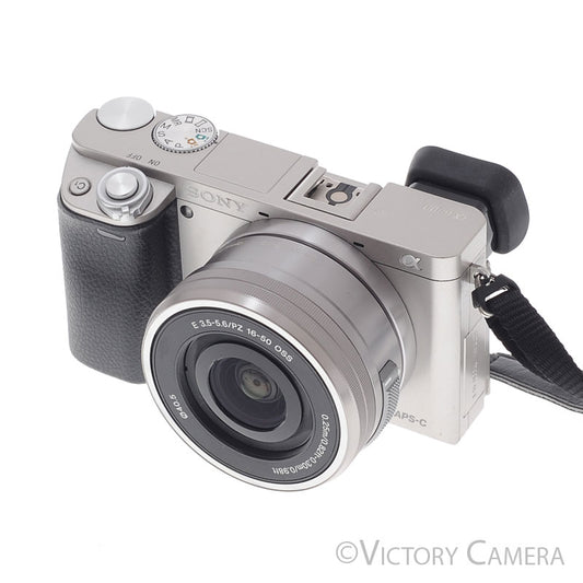 Sony a6000 24.3MP Chrome Mirrorless Camera Body w/ 16-50mm Lens [EXC] - Victory Camera