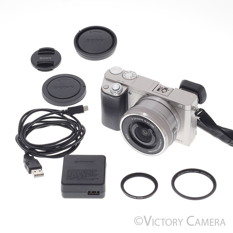 Sony a6000 24.3MP Chrome Mirrorless Camera Body w/ 16-50mm Lens [EXC] - Victory Camera