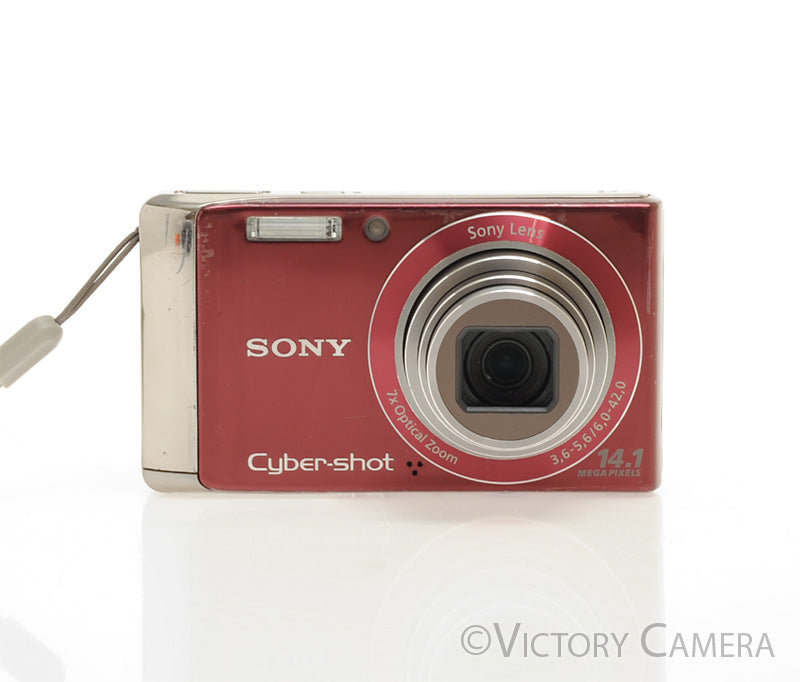 Sony DSC-W370 Red 14.1MP Compact Digital Camera w/ Battery &amp; Charger [EXC] - Victory Camera