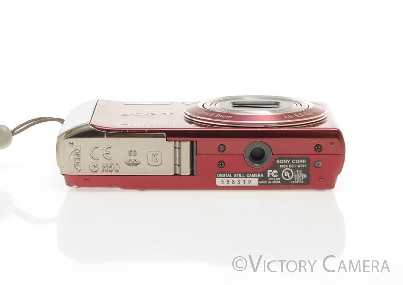 Sony DSC-W370 Red 14.1MP Compact Digital Camera w/ Battery &amp; Charger [EXC] - Victory Camera