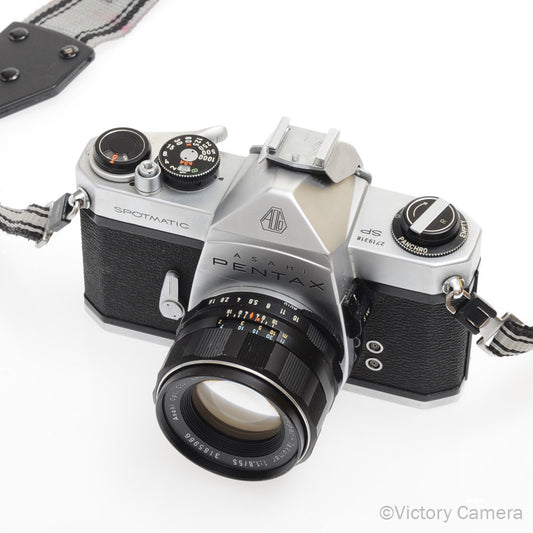 Pentax Spotmatic Chrome 35mm Camera w/ 55mm f1.8 Lens -No Meter- [EXC-] - Victory Camera