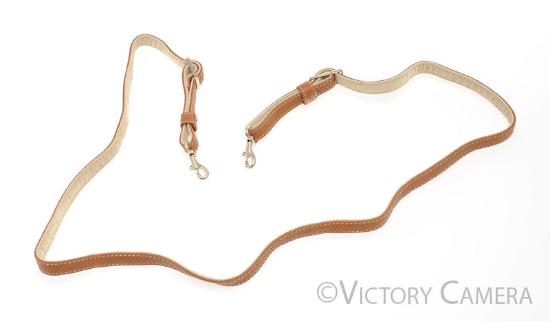 Leica Genuine Brown Leather White Stitching Neck Strap [EXC+] - Victory Camera