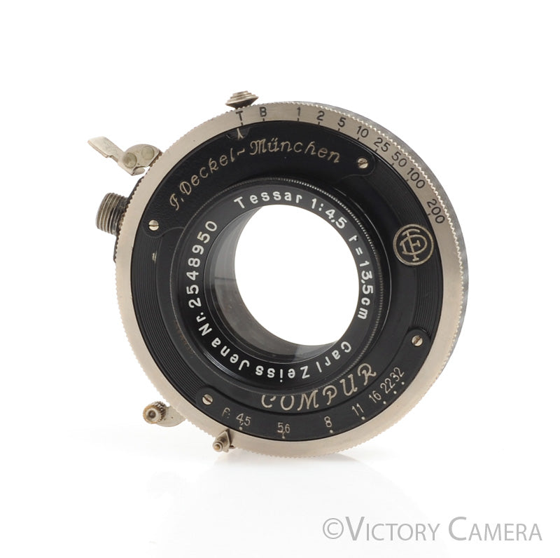 Zeiss Tessar 13.5cm 135mm f4.5 4x5 View Camera Lens -Clean, Strong Shutter-