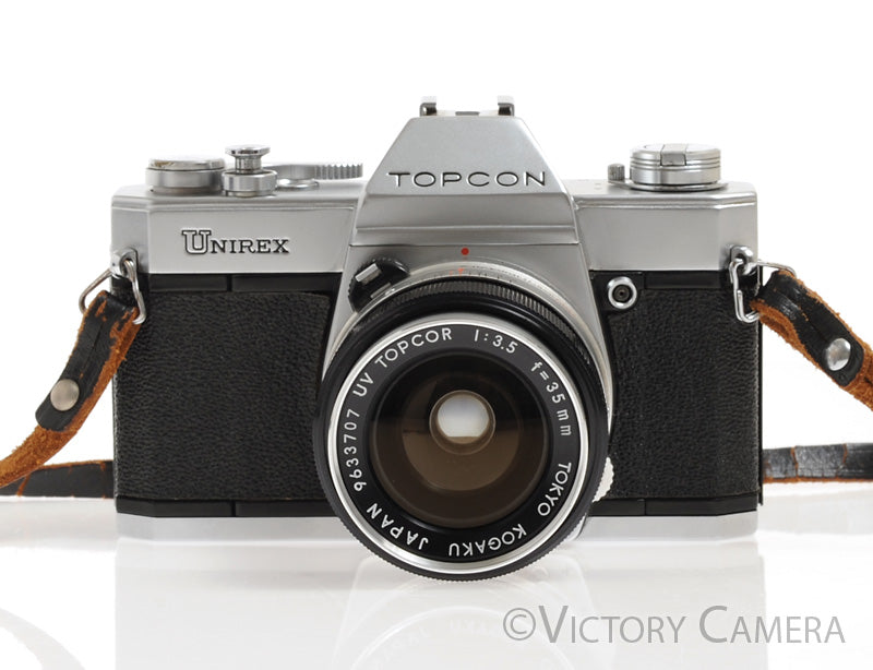 Topcon Unirex Chrome 35mm Camera w/ Topcor 35mm f3.5 Lens -Clean- - Victory Camera