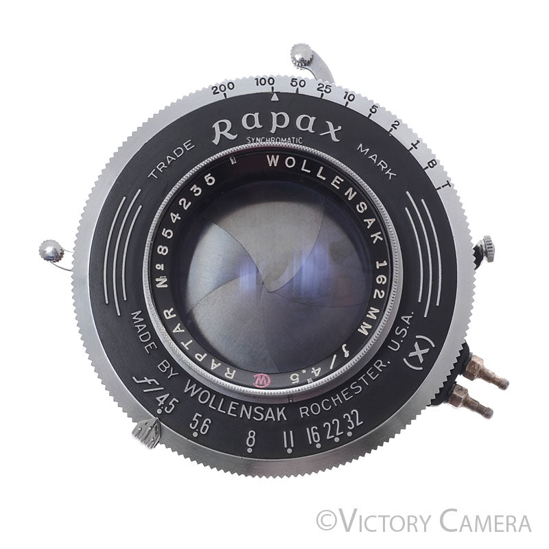 Wollensak Raptar 162mm f4.5 4x5 Lens in Rapax Shutter -Sep.- [GOOD] - Victory Camera