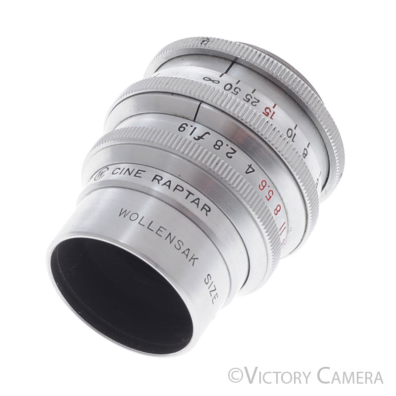 Wollensak 1" (25mm) f1.9 Cine Raptar Lens for C Mount 16mm w/ Finder - Victory Camera