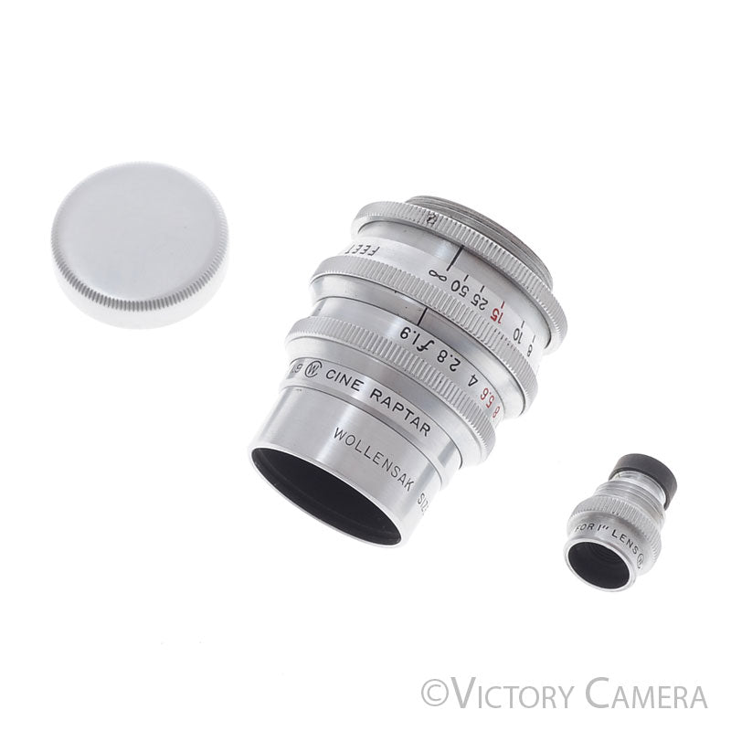 Wollensak 1" (25mm) f1.9 Cine Raptar Lens for C Mount 16mm w/ Finder - Victory Camera