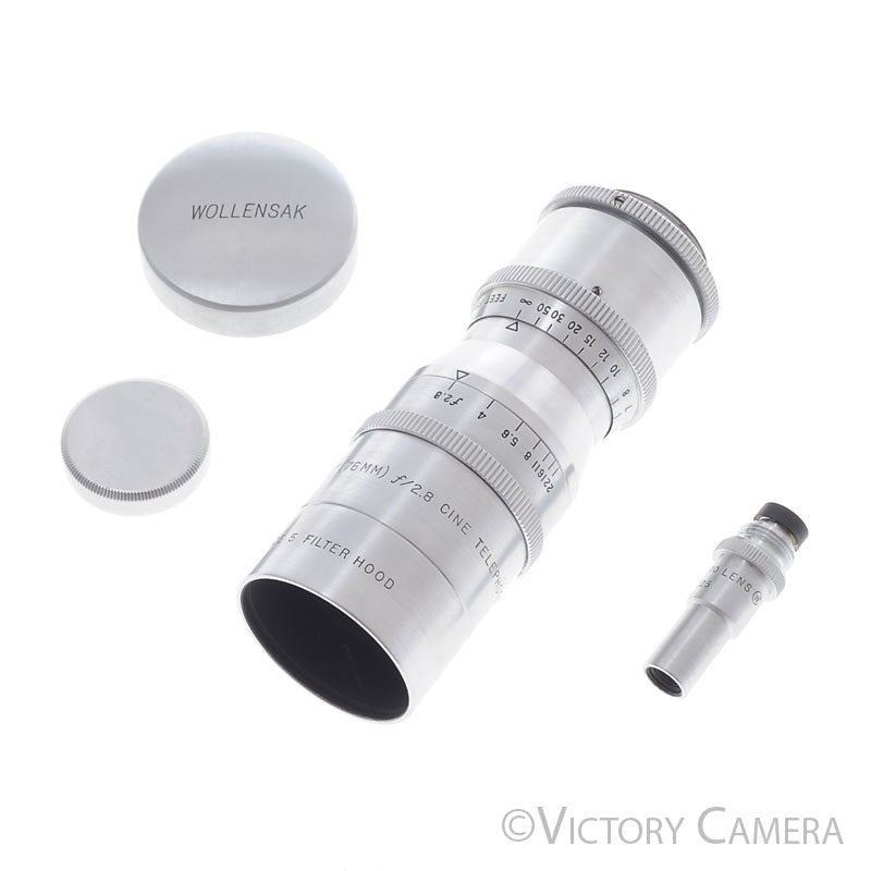Wollensak 3" (76mm f2.8) Cine Telephoto Lens for C Mount w/ Finder [EXC-] - Victory Camera