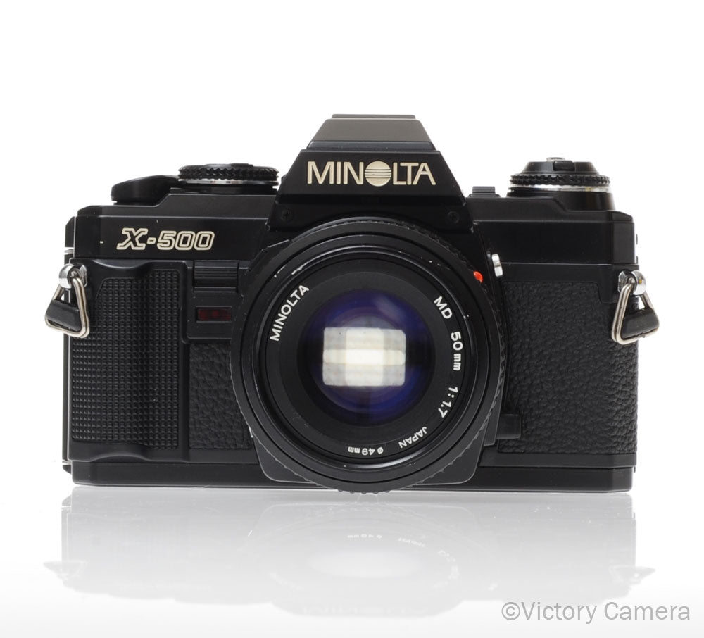 Minolta X-500 Black 35mm SLR Camera w/ 50mm f1.7 Prime Lens [EXC] image 1