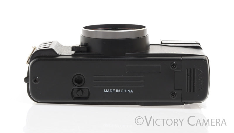 Yashica MF-2 Super Black 35mm Point &amp; Shoot Film Camera w/ 38mm f3.8 Lens - Victory Camera