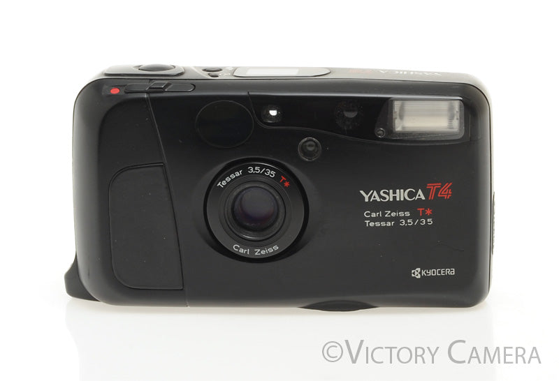 Yashica T4 Black 35mm Film Point &amp; Shoot w/ Zeiss 35mm f3.5 T* Lens [EXC] - Victory Camera