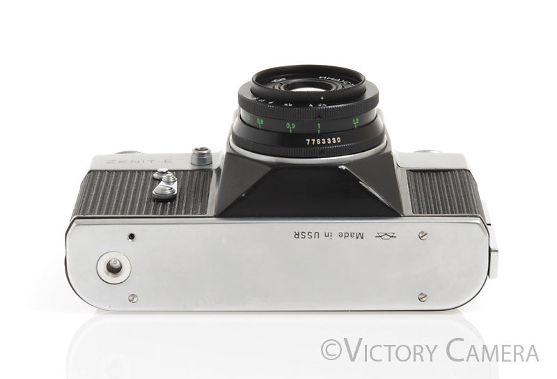 Zenit-E Chrome 35mm Film Camera w/ Industar-50-2 50mm f3.5 M42 Lens -Clean- - Victory Camera