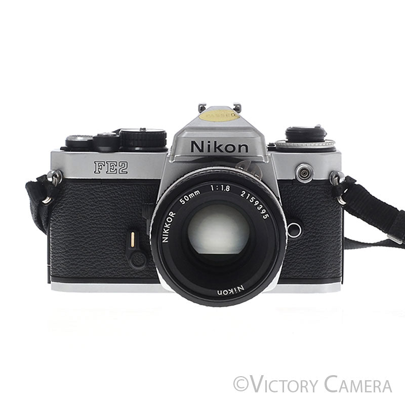 Nikon FE-2 FE2 Chrome 35mm Camera with 50mm f1.8 AI Lens [EXC] - Victory Camera