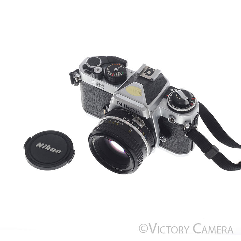 Nikon FE-2 FE2 Chrome 35mm Camera with 50mm f1.8 AI Lens [EXC] - Victory Camera