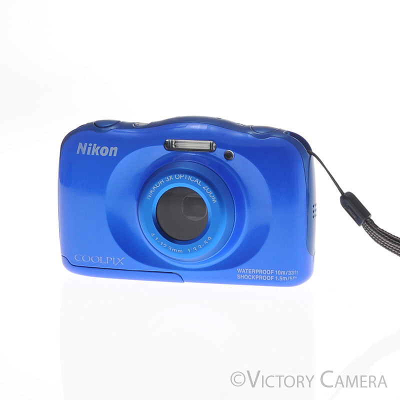 Nikon CoolPix S33 Blue 13.2MP Digital Point & Shoot Camera [EXC-] - Victory Camera