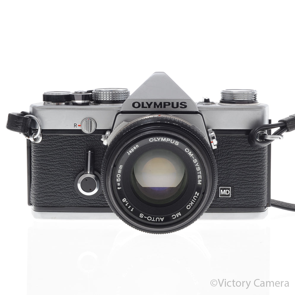 Olympus OM-1N MD Chrome Film Camera Body w/ 50mm F1.8 Lens [EXC] - Victory Camera