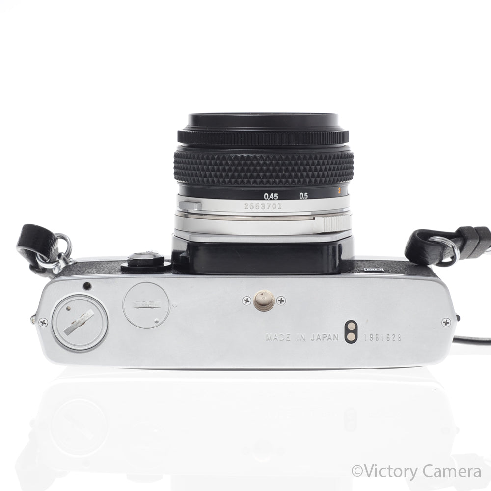 Olympus OM-1N MD Chrome Film Camera Body w/ 50mm F1.8 Lens [EXC] - Victory Camera