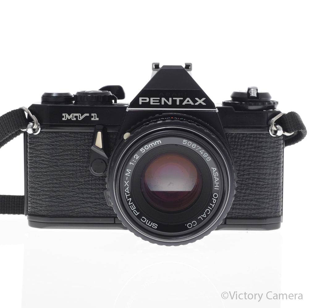 Pentax MV1 Black 35mm Camera w/ 50mm f2 Lens [EXC+] - Victory Camera