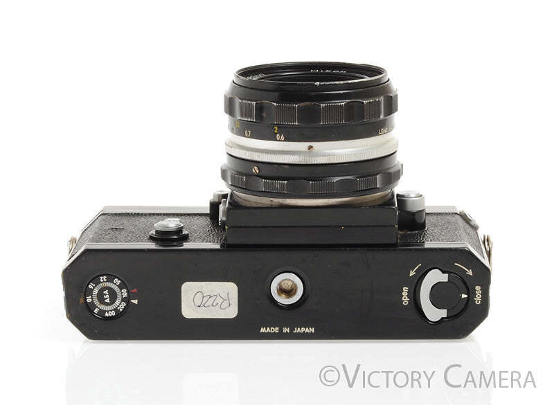 Nikon F Black Camera Body w Eye Level Prism &amp; 50mm f2 Lens -Good Seals- - Victory Camera