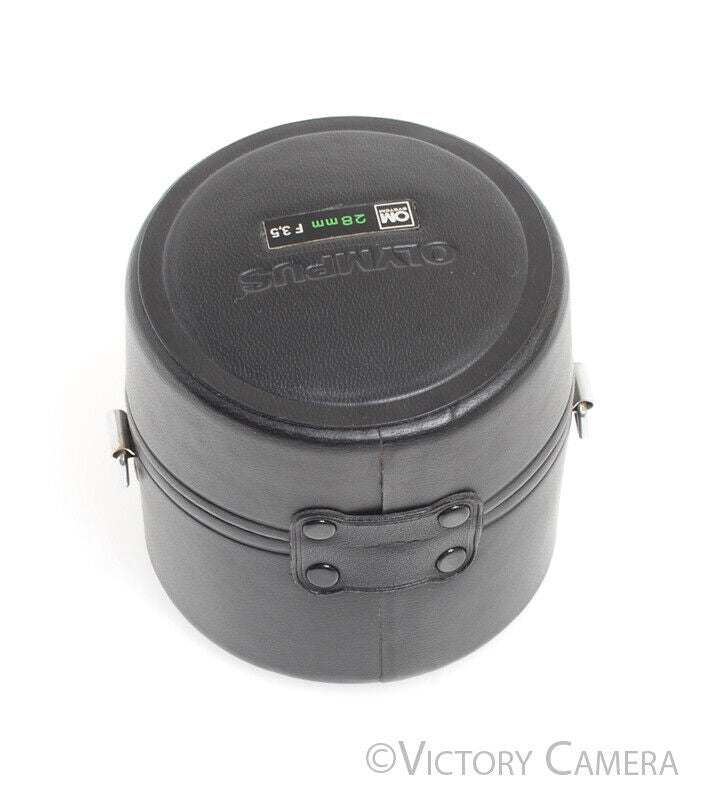 Olympus Genuine OM 28mm f3.5 Hard Leather Lens Case - Victory Camera